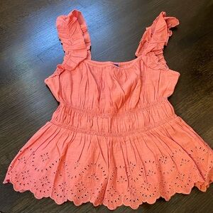 Old Navy size M medium empire waist ruffle eyelet tank salmon color